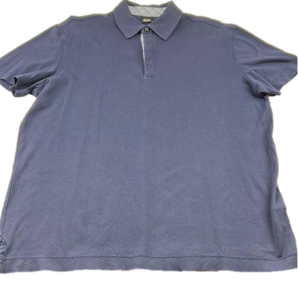 Boss Men's navy blue collared polo golf shirt size large